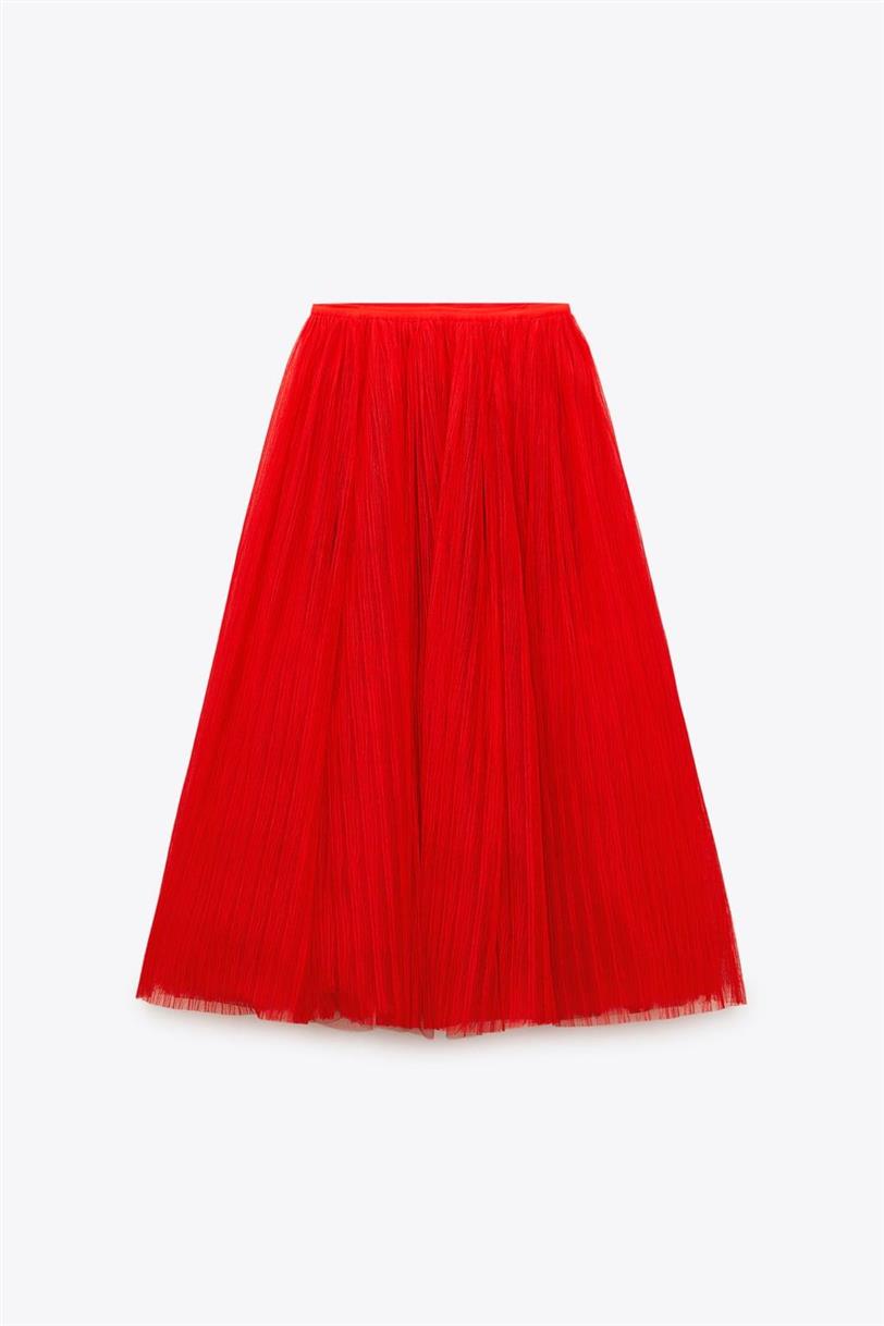 Falda tul roja de Zara