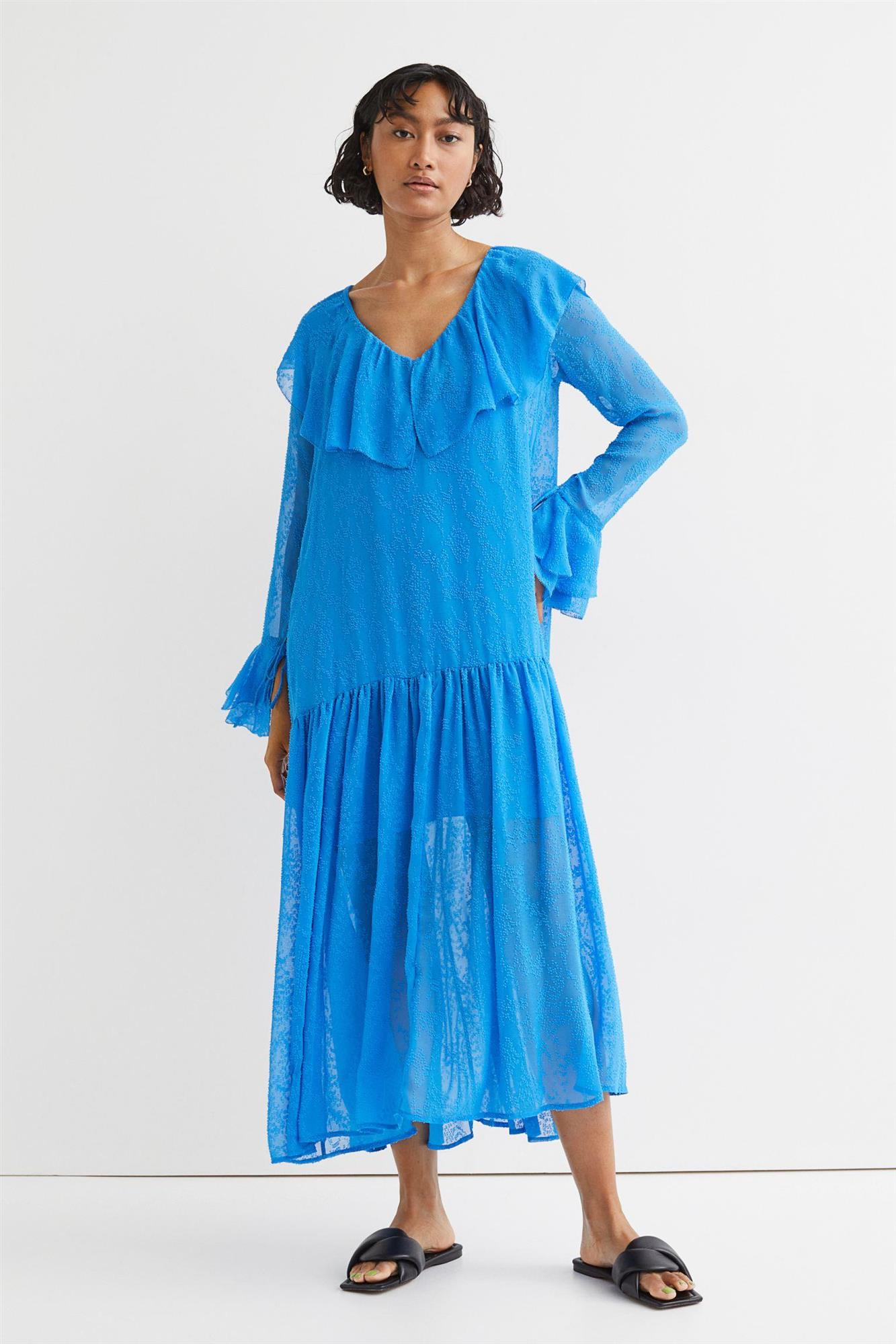Vestido de estilo bohemio azul, H&M