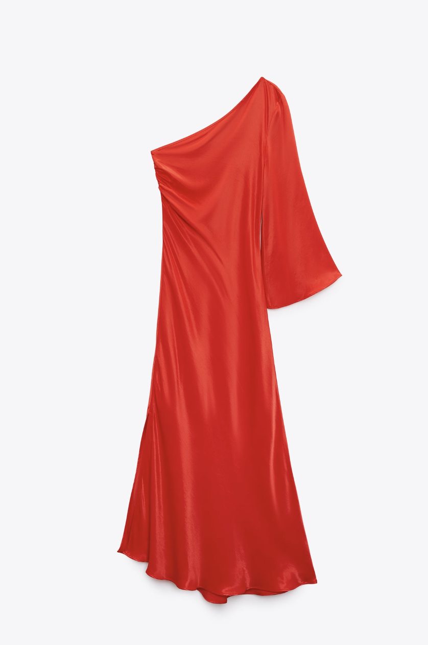 Vestido satinado rojo de Zara