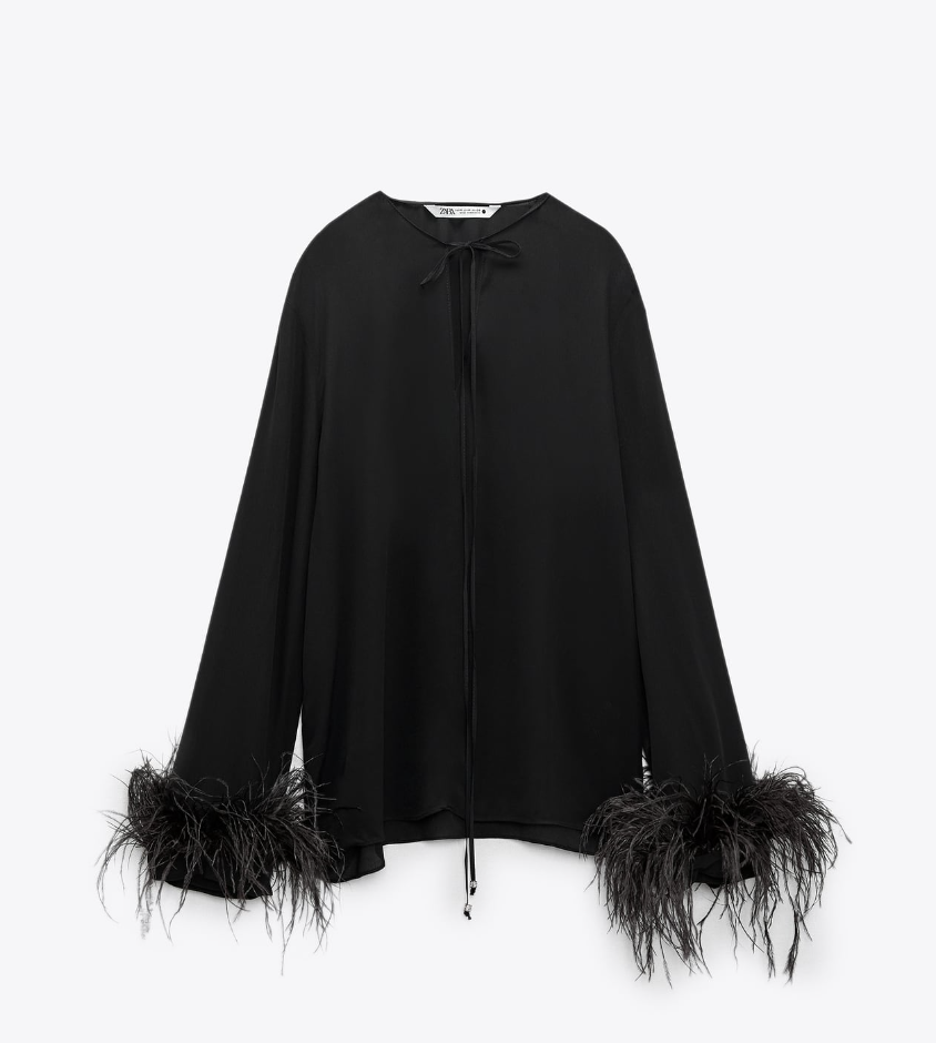 Blusa de plumas de Zara