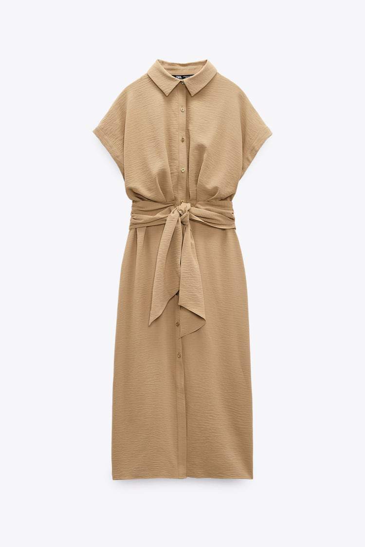Vestidos camiseros de Zara: con nudo central