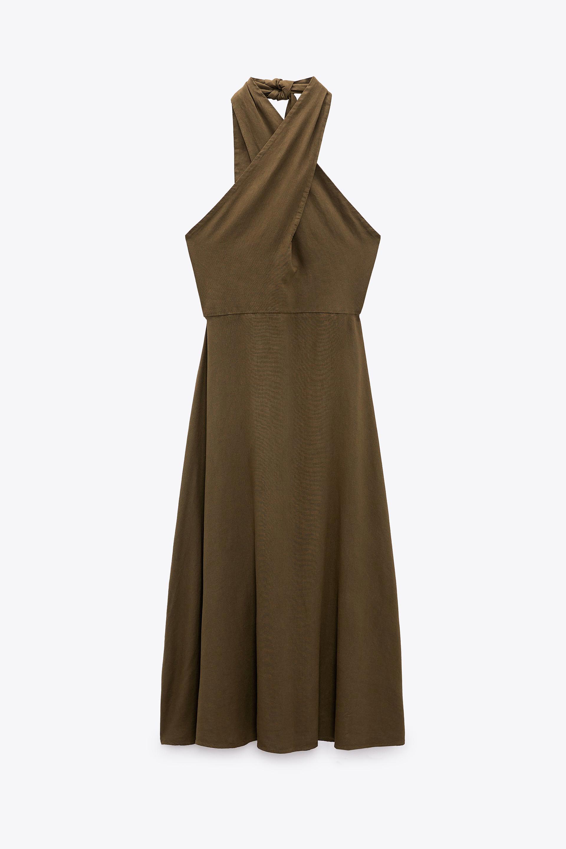 Vestidos sencillos de Zara: cuello halter