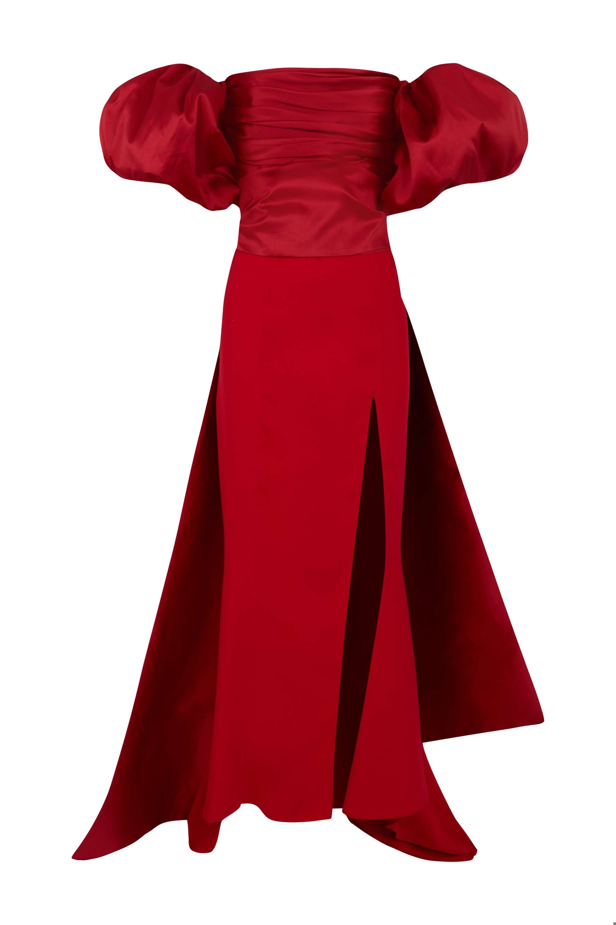 Vestido rojo con mangas abullonadas