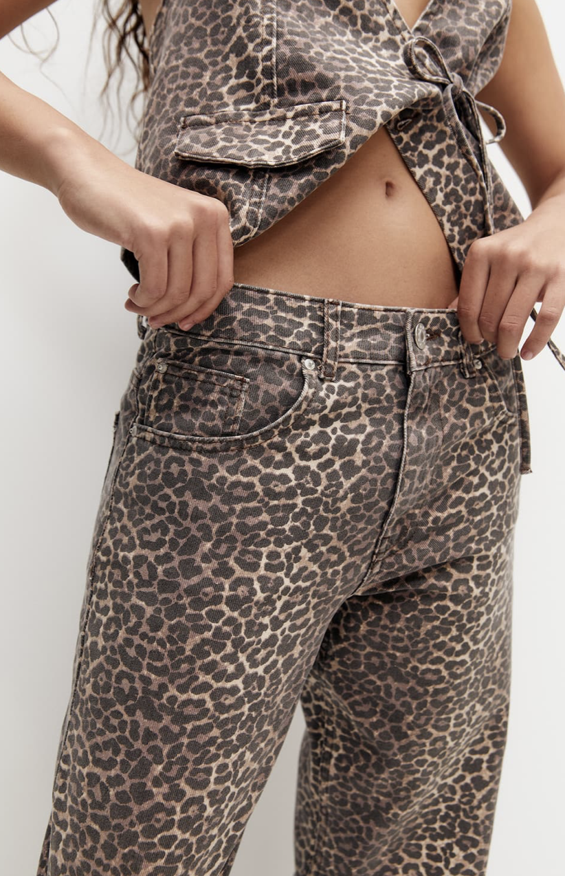 Pantalón leopardo recto