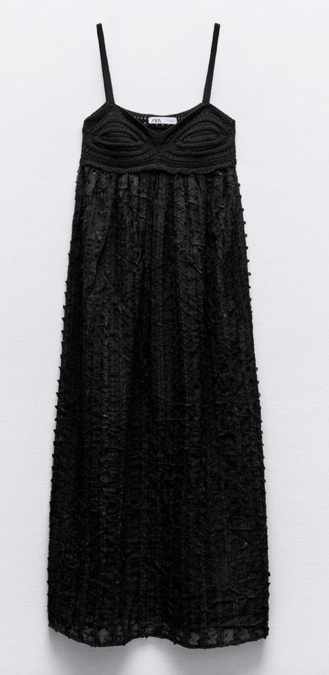 vestido negro crochet