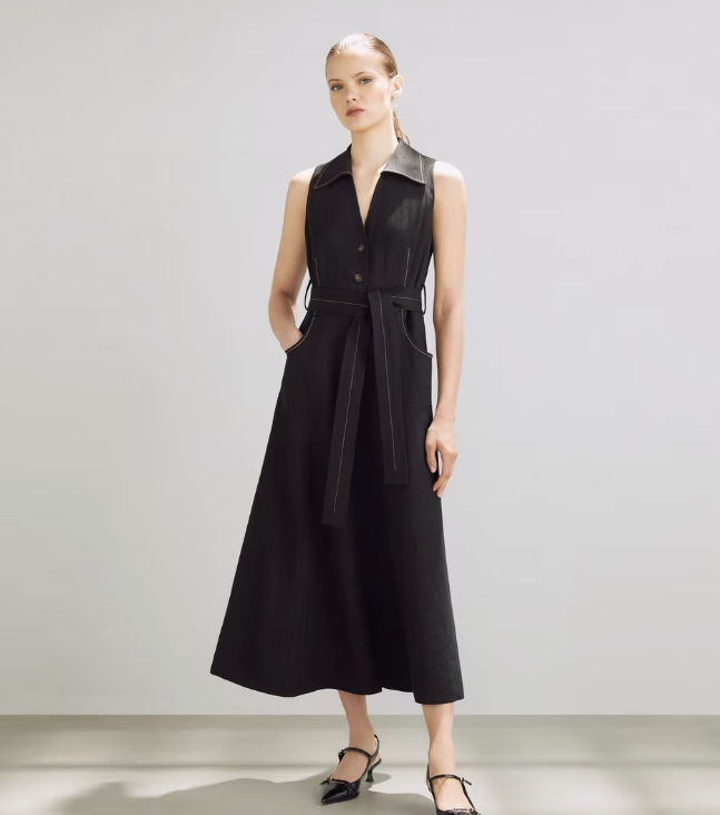 Vestido midi camisero de Woman Limited: la elegancia del negro para looks sofisticados de día y noche