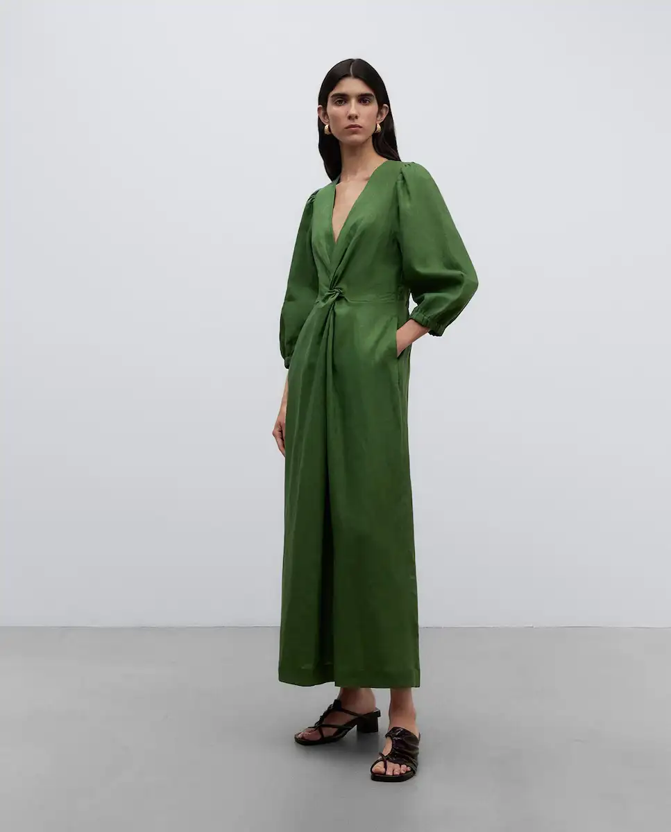 Vestido verde de lino
