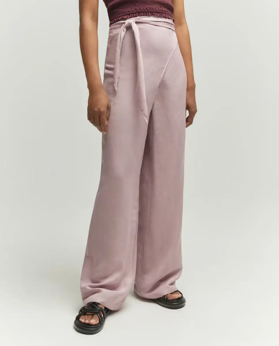 Pantalón de mujer ancho liso cruzado