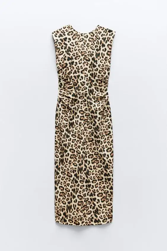 vestido lino leopardo