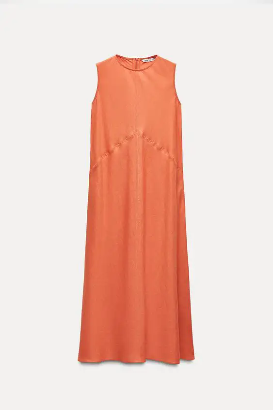 vestido lino naranja