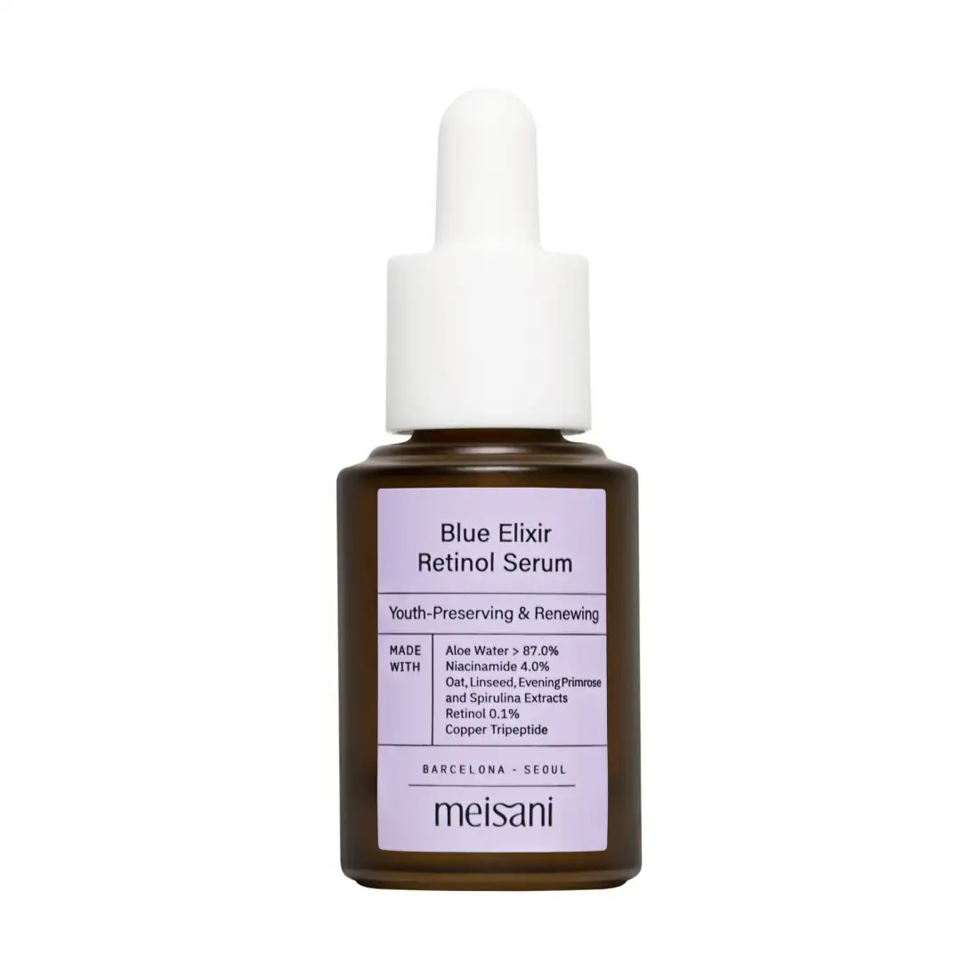 blue elixir retinol serum de Meisani