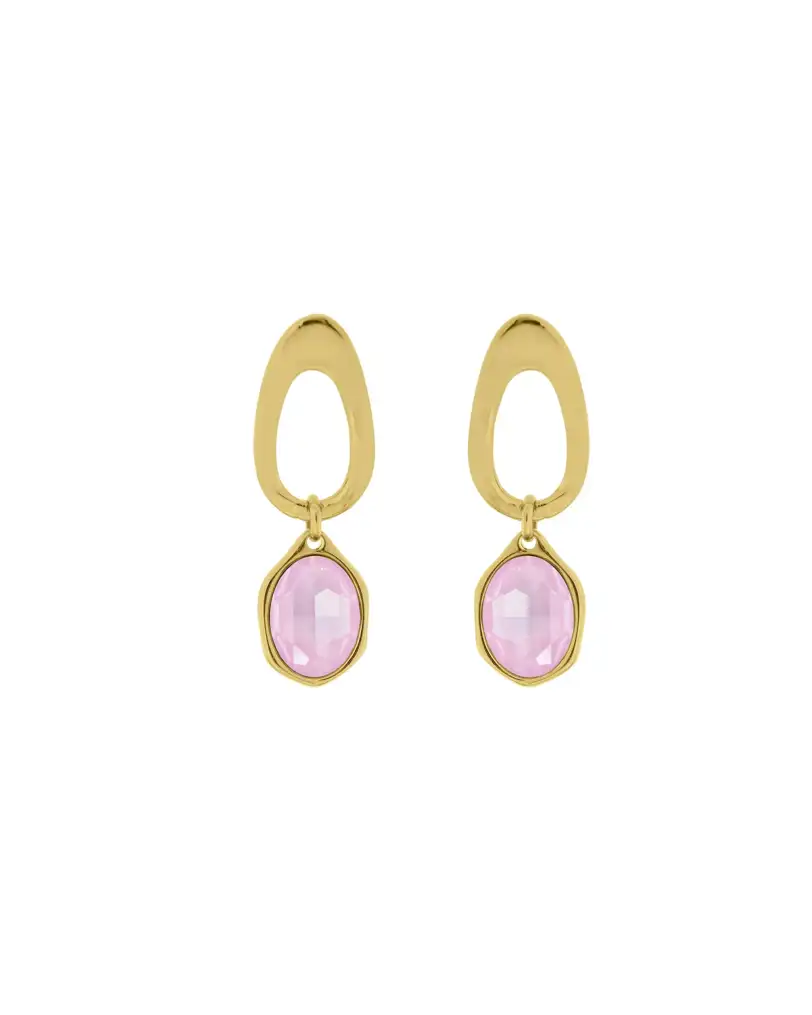 Pendientes Prime de la colección Cibeles en dorado con piedra rosa, de Vidda Jewelry