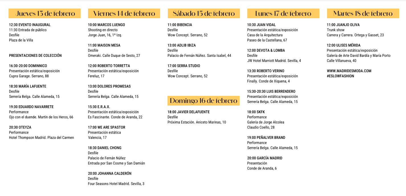 Horario Madrid Es Moda 2025