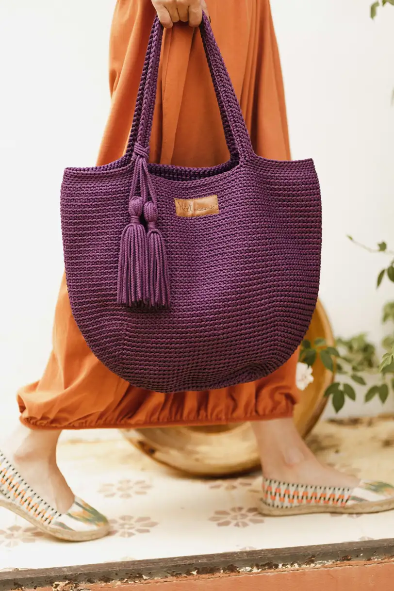 Bolso de crochet morado de Nät