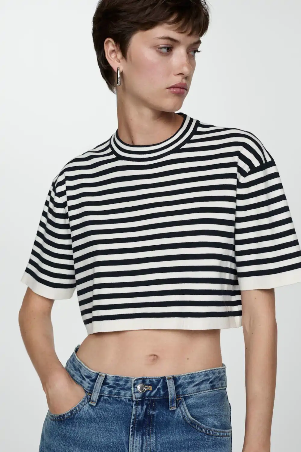 Camiseta corta de rayas marineras