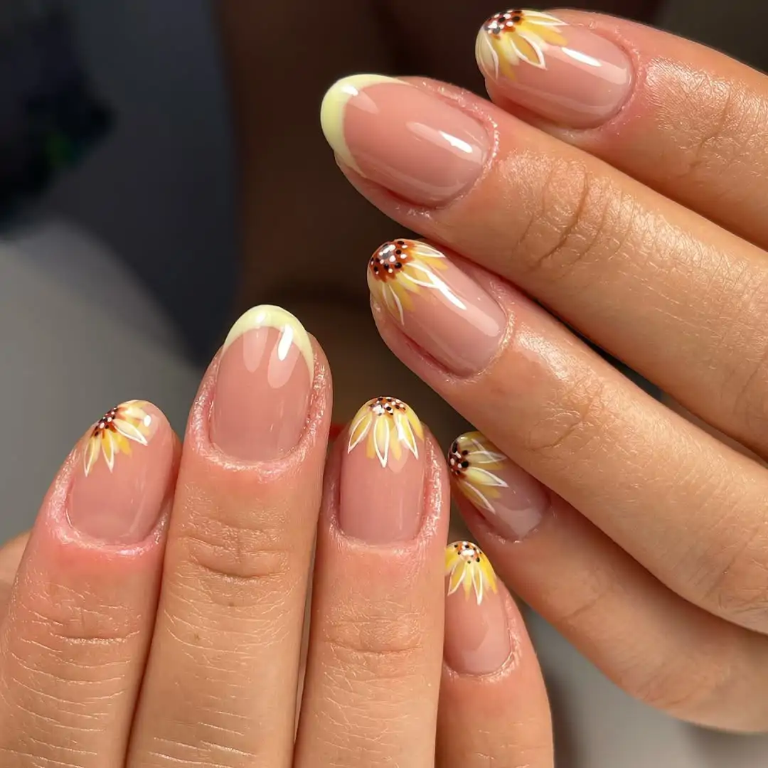 uñas girasoles