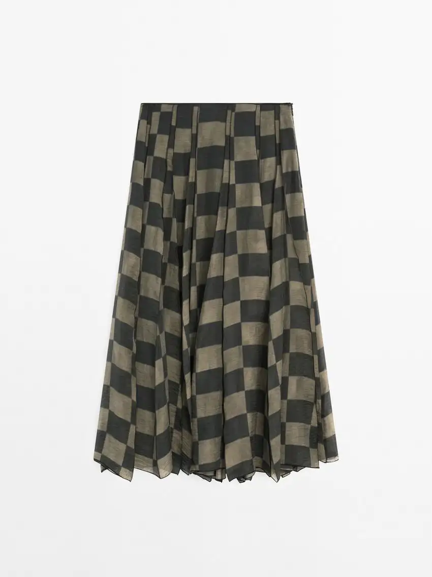 Falda midi cuadros