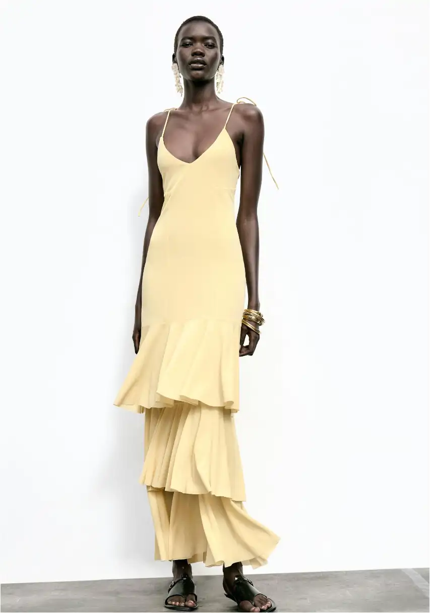 Vestido volantes amarillo