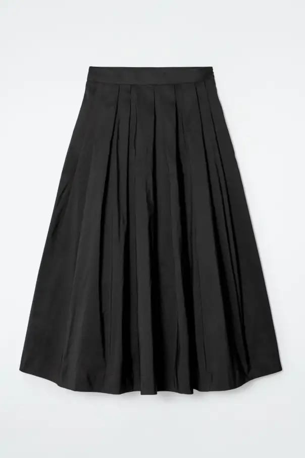 Falda midi evasé plisada