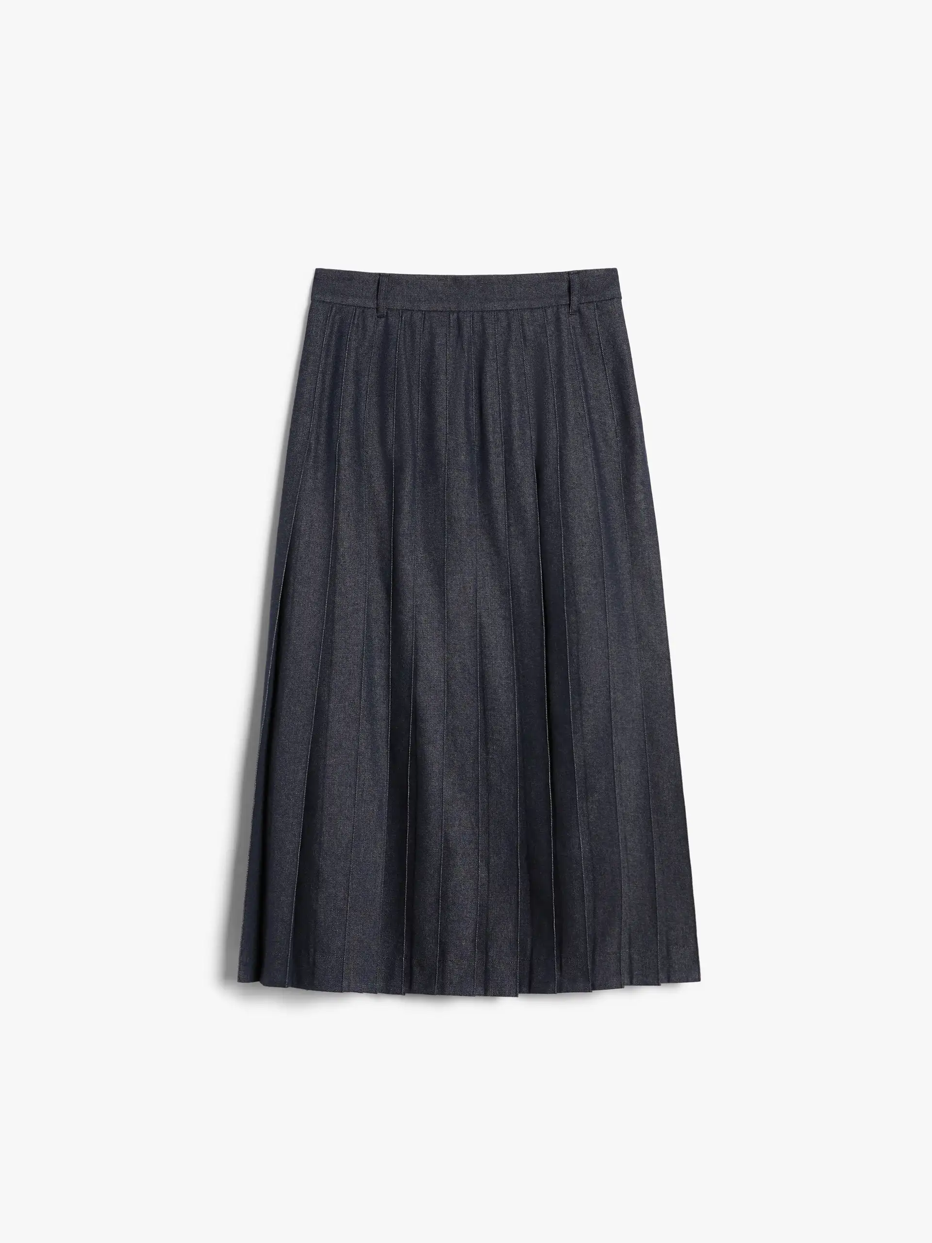 Falda plisada de algodón efecto denim