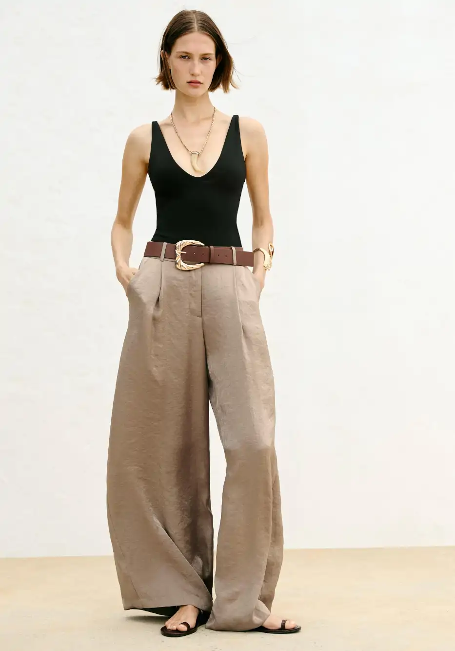 Pantalones largos satinados