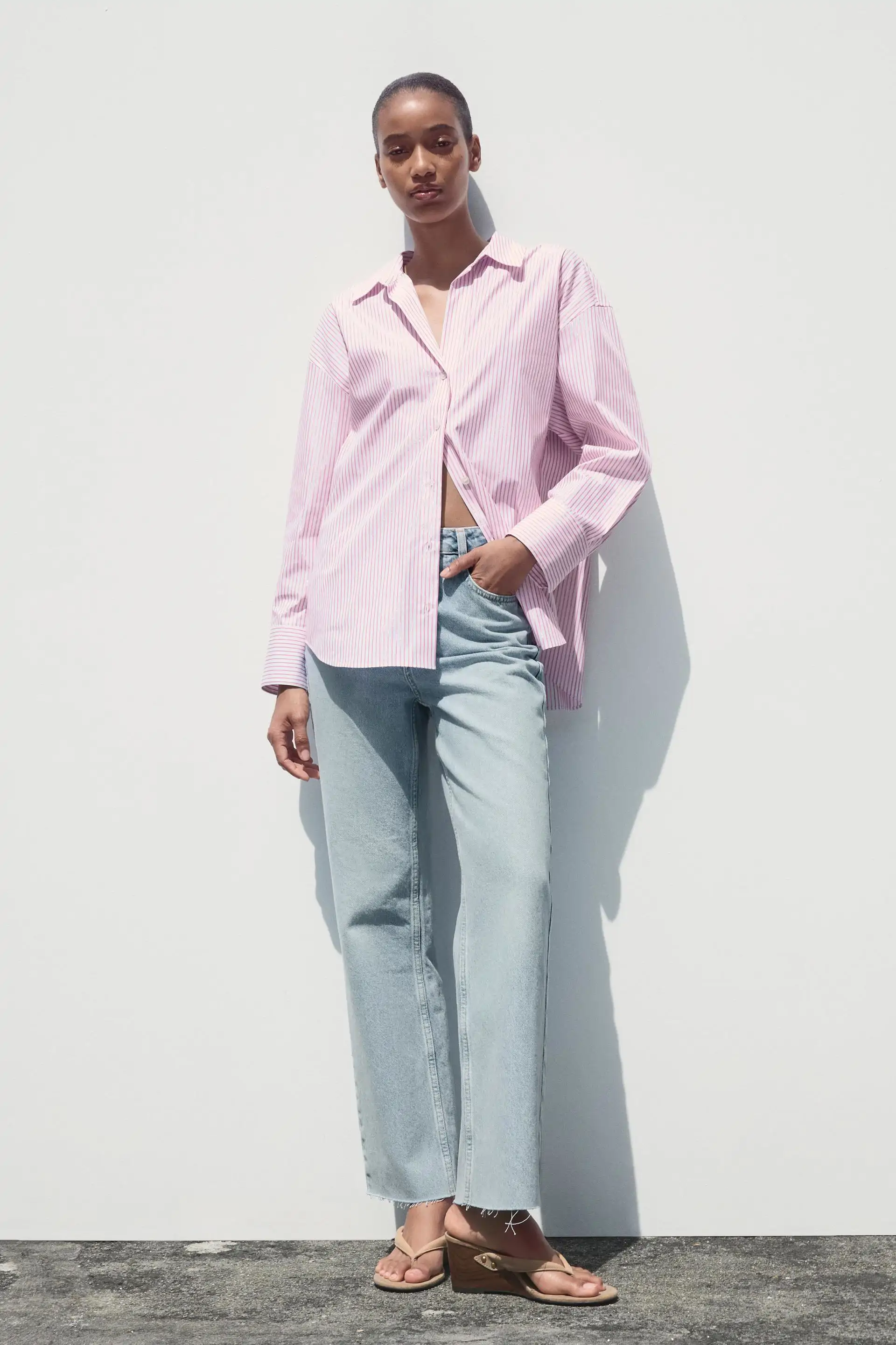 Camisa Popelín Rayas de Zara