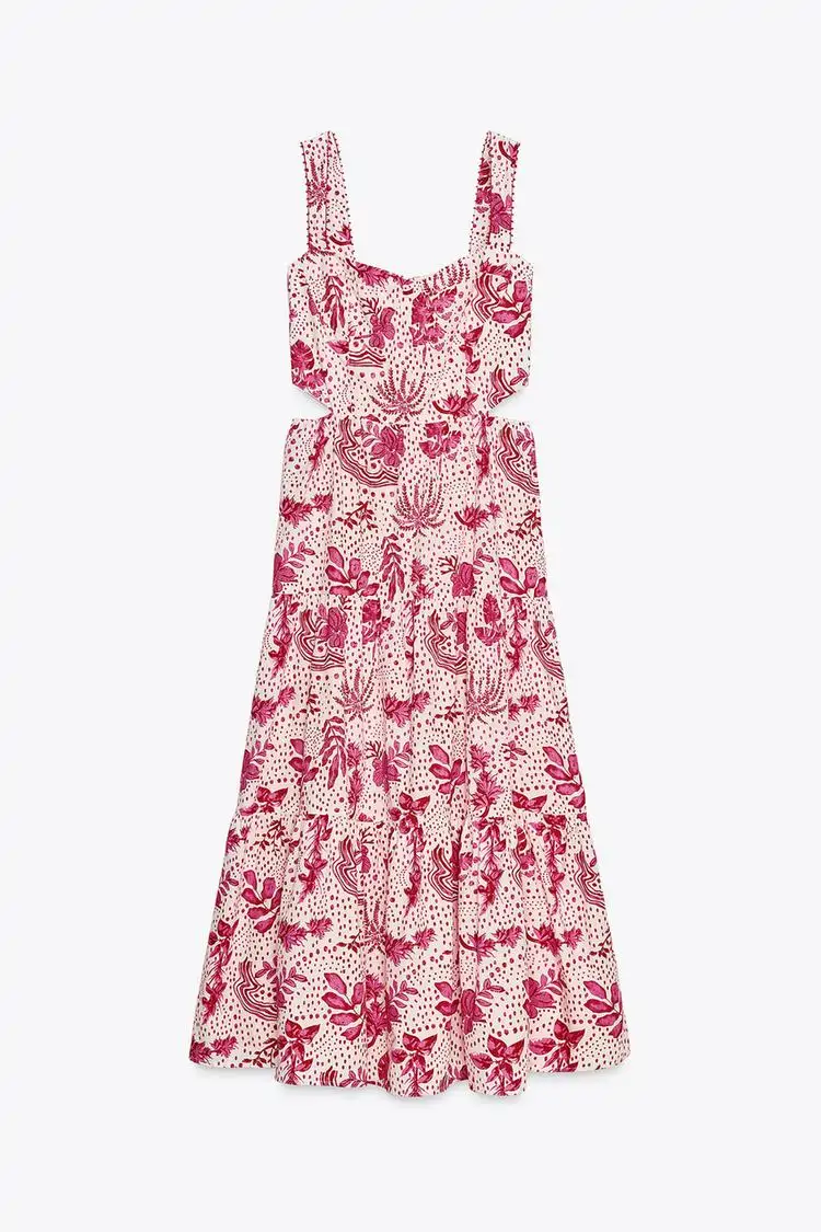 Vestido estampado midi cut out