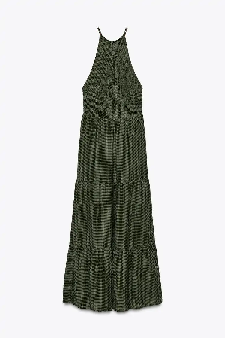 Vestido halter tirantes abalorios