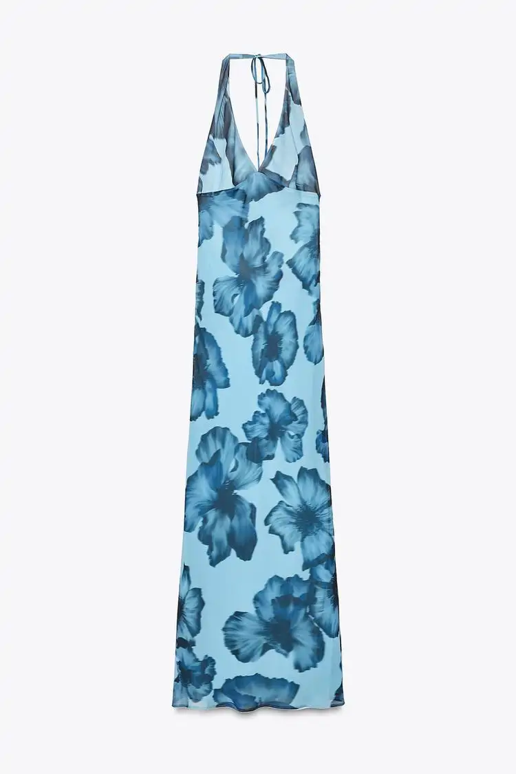 Vestido largo estampado halter