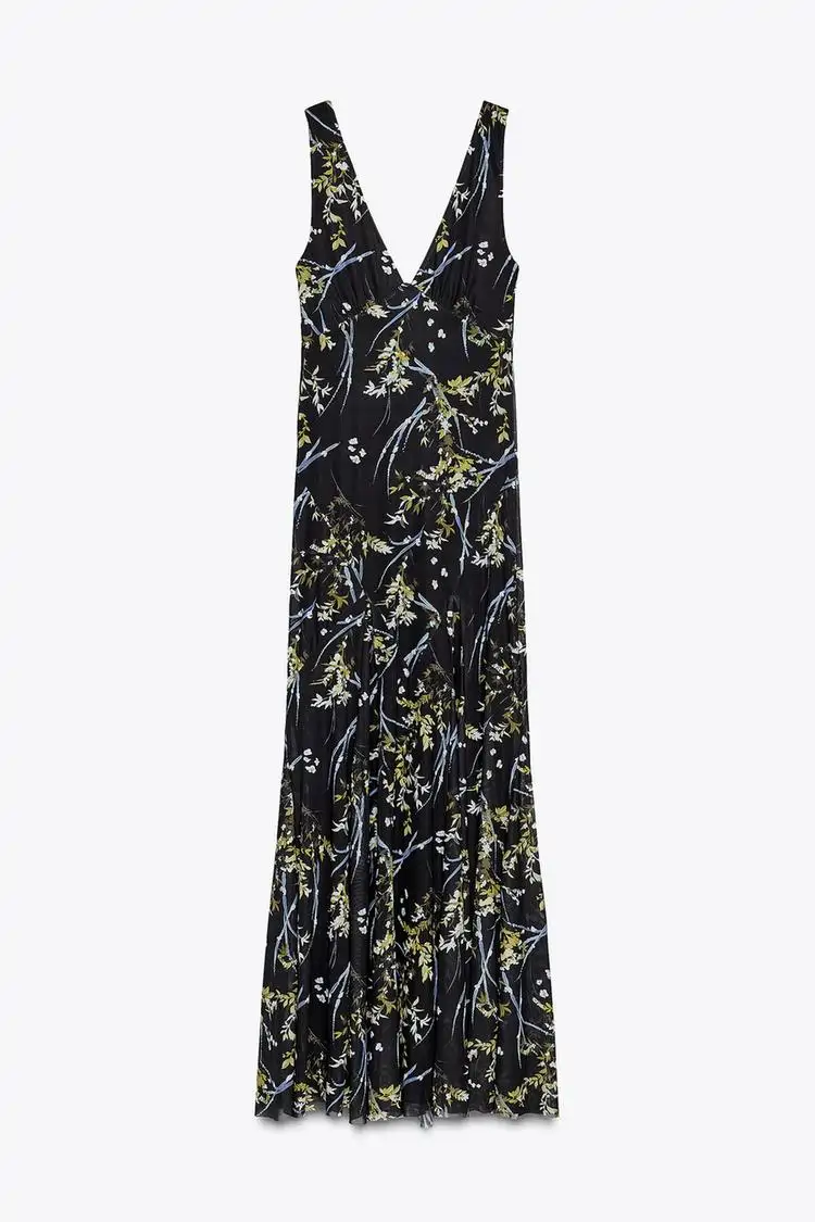 Vestido largo tul flores