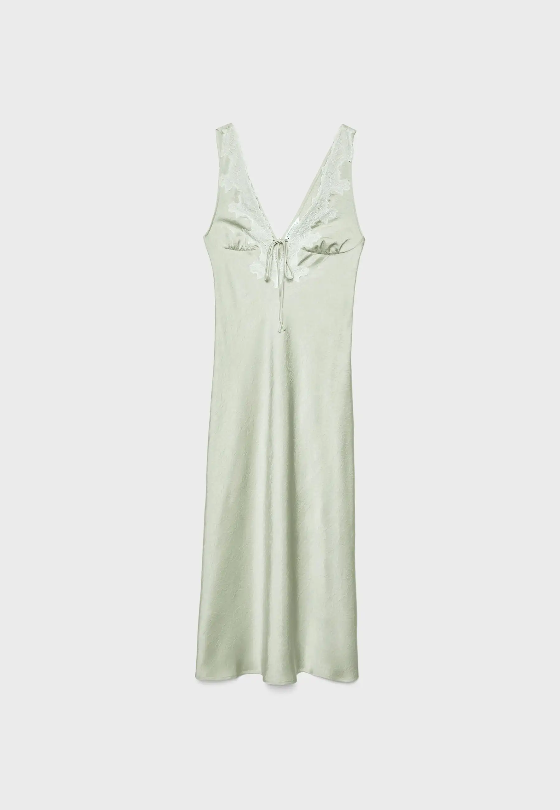 Vestido midi satinado encaje