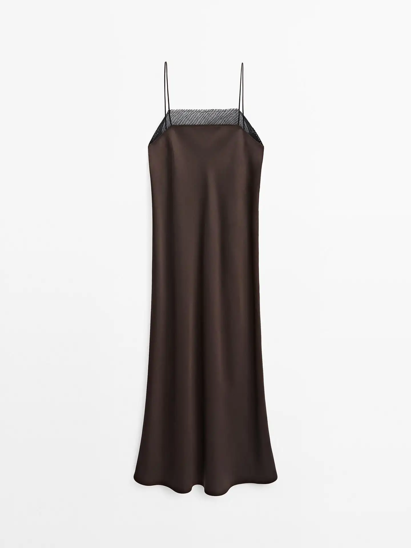 Vestido satinado con encaje