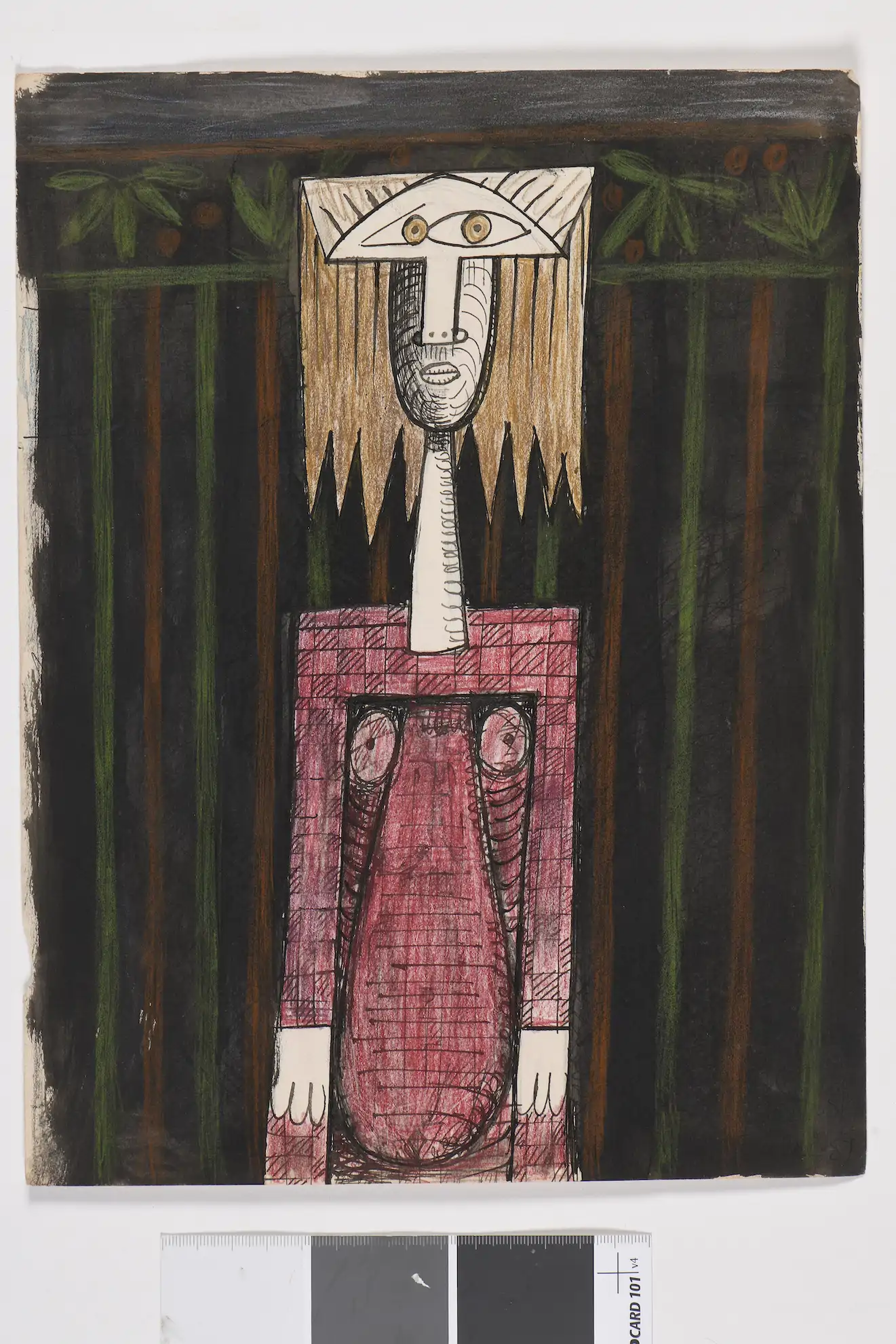 07 Dora Maar Woman in red 1939 Gouache, grafito, tinta y lápices de colores sobre papel  31,9 x 24,2 cm Cortesía  Galerie Boquet Vegap