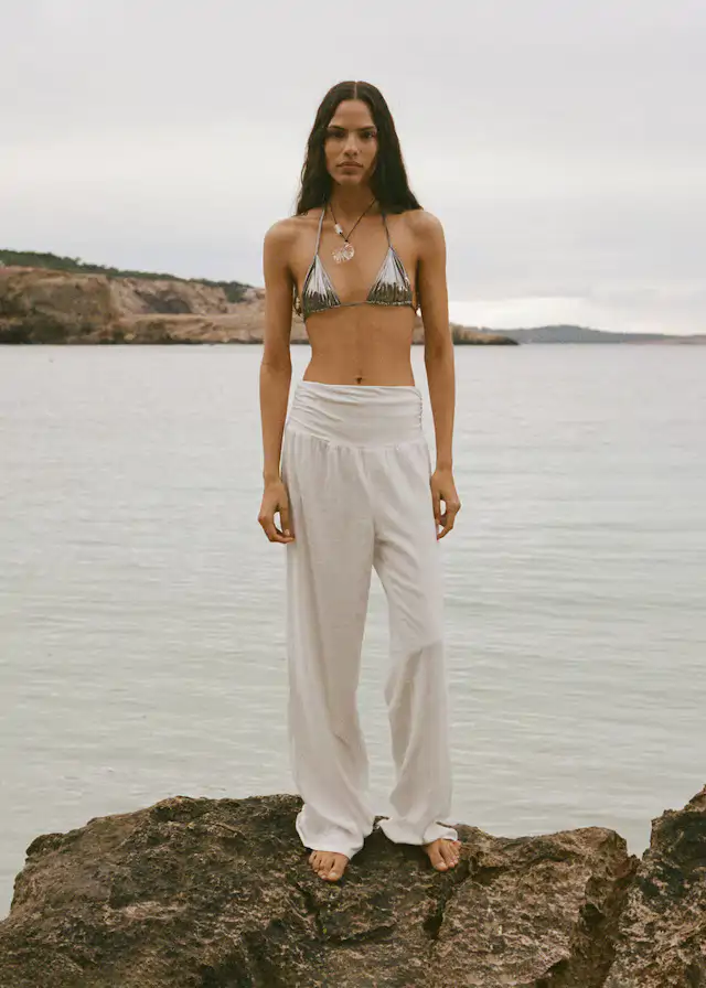 pantalones blancos goma cintura